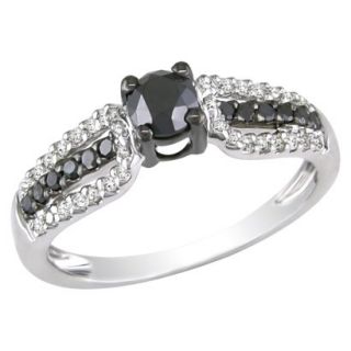 3/4 Carat Black and White Diamond in 10k White Gold Cocktail Ring (Size 8)