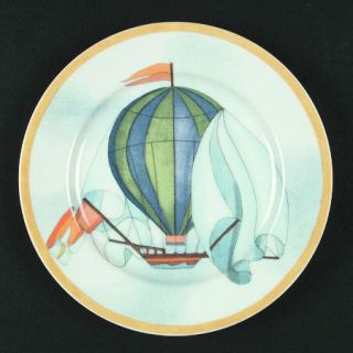 Williams Sonoma Montgolfiere Salad Plate, Fine China Dinnerware   Yellow Border,