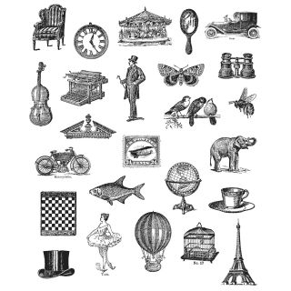 Tim Holtz Large Cling Rubber Stamp Set tiny Things