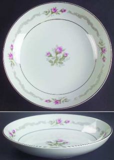 Mikasa First Love Coupe Soup Bowl, Fine China Dinnerware   Pink Roses,Gray Scrol