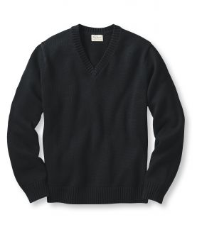 Mens Double L Cotton Sweater, V Neck