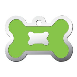 Large Neon Green Epoxy Bone Personalized Engraved Pet ID Tag