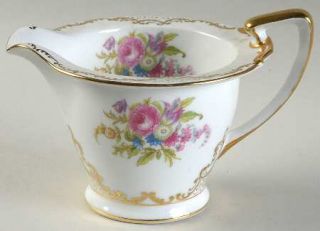 Noritake Kyngold Creamer, Fine China Dinnerware   Florals Border&Center, Gold Sc