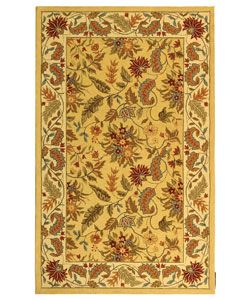Handmade Paradise Ivory Wool Rug (6 X 9) (IvoryPattern FloralMeasures 0.375 inch thickTip We recommend the use of a non skid pad to keep the rug in place on smooth surfaces.All rug sizes are approximate. Due to the difference of monitor colors, some rug