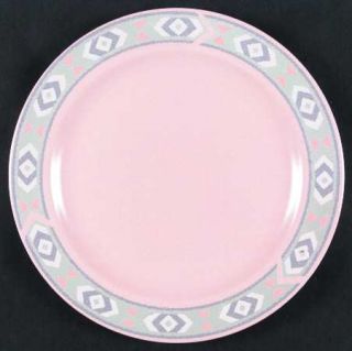 Treasure Craft Southwest Dinner Plate, Fine China Dinnerware   Peach Body,Aztec
