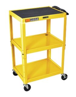 Luxor Furniture Utility Cart w/ Locking Brakes, Adjusts to 42 in, 24 x 18 in, Yellow