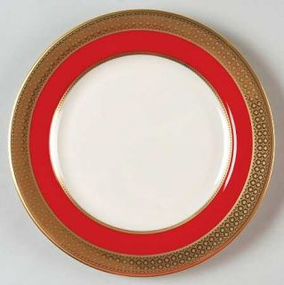 Lenox China Embassy Bread & Butter Plate, Fine China Dinnerware   Red Rim,Gold E