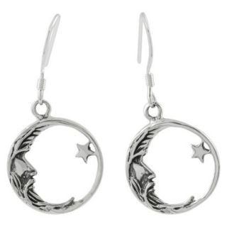 Journee Collection Sterling Silver Crescent Moon and Star Earrings   Silver