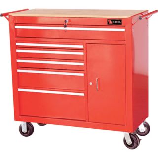 Excel 41in. Roller Cabinet   6 Drawers, Model# TBR4108 RED