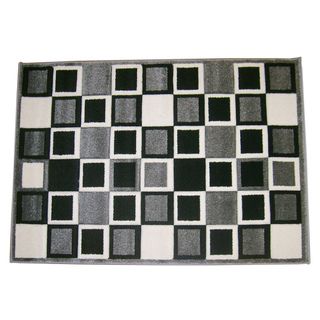 Modern Deco Gray Squares Rug (52 X 72)