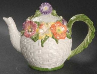 Fitz & Floyd Country Garden Teapot & Lid, Fine China Dinnerware   Daisies,Pink &