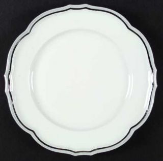 Baronet Patrician Dinner Plate, Fine China Dinnerware   Gray Band, White Backgro