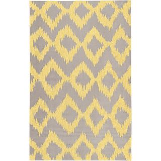 Handwoven Fame Yellow Wool Rug (36 X 56)