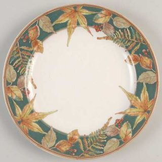 Mikasa Ecology Salad Plate, Fine China Dinnerware   Intaglio Line,Green Border W