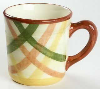 Metlox   Poppytrail   Vernon Homespun Mug, Fine China Dinnerware   Green, Rust,&