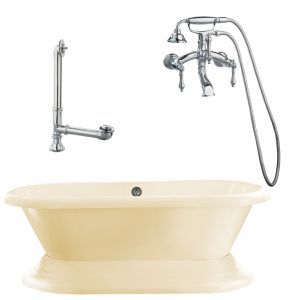 Giagni LW1 PC B Wescott Dual Tub with Plinth, Drain and Faucet with Hand Shower