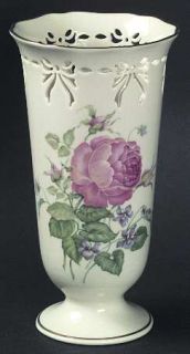 Lenox China Victorian Rose Collection 8 Pierced Vase, Fine China Dinnerware   P