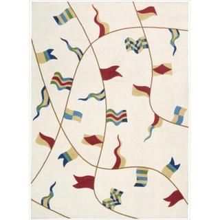 Shoreline Nautical Flag Ivory Polyester Rug (4 X 6)