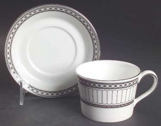 Wedgwood Contrasts Colonnade Flat Cup & Saucer Set, Fine China Dinnerware   Blac
