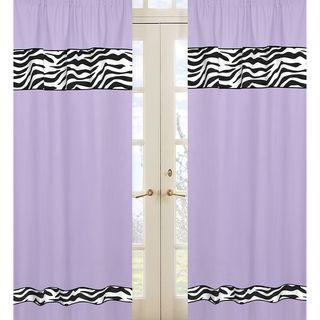 Purple Funky Zebra Cotton Window Panel Pair (Black, purple and whiteConstruction Rod pocketPocket measures 1.5 inches diameterLining NoneDimensions 84 inches long x 42 inches wide (each)Materials CottonCare instructions Machine washableThe digital i