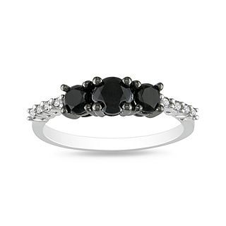 1 CT. T.W. Color Enhanced Black Diamond Ring Sterling, White, Womens