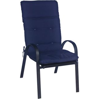 Ali Patio Polyester Navy Blue Solid Tufted Hi back Outdoor Arm Chair Cushion (Navy blueMaterial Tufted polyester fabricFill 2 inches of polyester fiberClosure Knife edge sewnWeather resistant YesUV protection YesCare instructions Hose down and air d