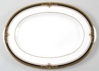 Noritake Gold And Sable 14 Oval Serving Platter, Fine China Dinnerware   Black