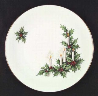 Tirschenreuth Noel Dinner Plate, Fine China Dinnerware   Candles & Holly On  Rig