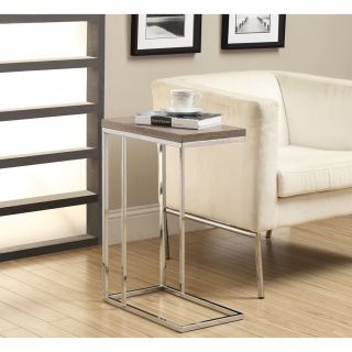 Dark Taupe Reclaimed look Chrome Metal Accent Table (Dark taupe/ polished chromeType Side/ accent tableFinish Dark taupe top, chrome baseMaterials Steel (hollow core)Dimensions 18 inches long x 10 inches wide x 25 inches highAssembly required. )