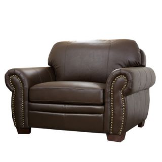 Abbyson Living Monroe Leather Chair and a Half CI D210 BRN 1