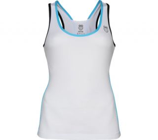 Womens K Swiss Racerback Shell Tank   White/Fiji Blue Sleeveless Tops