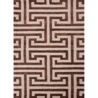Hand tufted Contemporary Geometric Pattern Brown Rug (5 X 8)