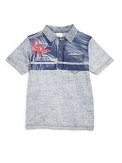 Diesel Little Boys Hawaiian Print Polo Shirt   Grey