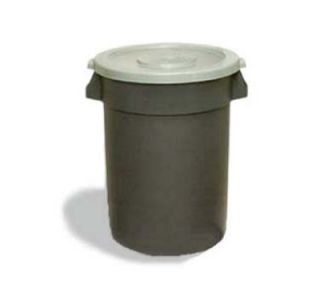 Continental Commercial 32 Gal Round Trash Can, Huskee, Without Lid, Grey