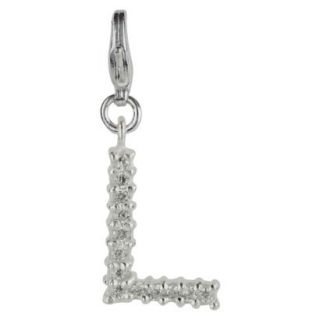 Womens Jezlaine Charm Silver Plated Crystal L Initial   Silver/clear