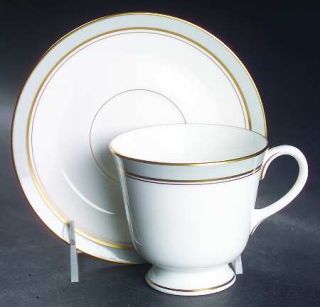 Royal Worcester Howard Gray (Gold Trim) Footed Cup & Saucer Set, Fine China Dinn