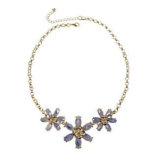 Mixit Gold Tone Light Blue 3 Flower Statement Necklace