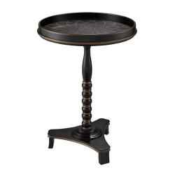 Hand painted Black Finish Round Wooden Accent Table