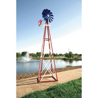 Outdoor Water Solutions Ornamental Backyard Windmill   Red, White and Blue, 8ft.