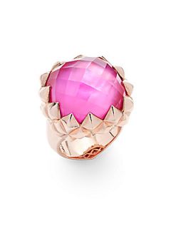 Pink Quartz Doublet Ring   Pink