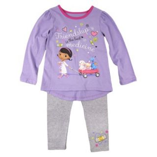 Disney Infant Toddler Girls Doc McStuffins Top and Bottom Set   Purple 2T