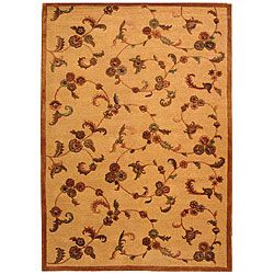 Handmade Paradise Gold New Zealand Wool Rug (6 X 9) (GoldPattern OrientalMeasures 0.625 inch thickTip We recommend the use of a non skid pad to keep the rug in place on smooth surfaces.All rug sizes are approximate. Due to the difference of monitor colo