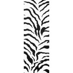 Nuloom Handmade Animal Pattern Black/ivory Zebra Wool Rug (26 X 8)