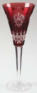 Waterford Snow Crystals Red Fluted Champagne   Red Cased, Clear Cut Snowflakes