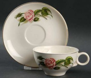 Edwin Knowles Moss Rose Flat Cup & Saucer Set, Fine China Dinnerware   Ballerina