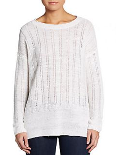 Linen Burnout Pullover   White