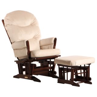 Dutailier Ultramotion Coffee/ Light Beige 2 post Multi position Glider And Ottoman Set