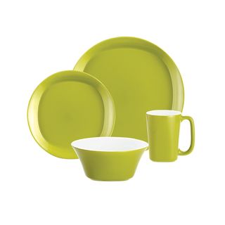 Rachael Ray Round and Square Green Apple 4 piece Dinnerware Set (Green AppleMaterials Stoneware Care instructions Dishwasher safeService for 1Number of pieces in set 4Set includes One (1) 11 inch dinner plate, one (1) 8.5 inch salad plate, one (1) 6 