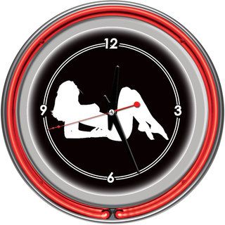 Shadow Babes A Series Red Neon Ring Clock