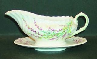 Royal Doulton Bell Heather Scalloped No Trim Gravy Boat with Attached Underplate